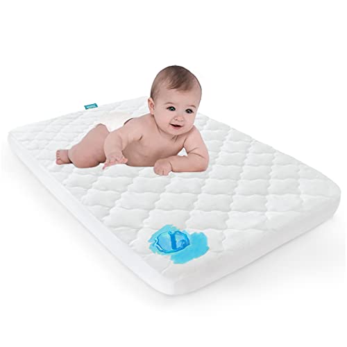 Pack and Play Mattress Pad Protector Waterproof, Pack and Play Sheets Quilted- 39" x 27" Fitted for Graco Playard | Mini & Portable Mattresses -Washable Ultra Soft Padding